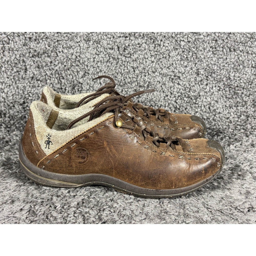 Timberland x Smartwool Brown Leather Hiking Shoes Vibram Sole 25630 Womens 8M